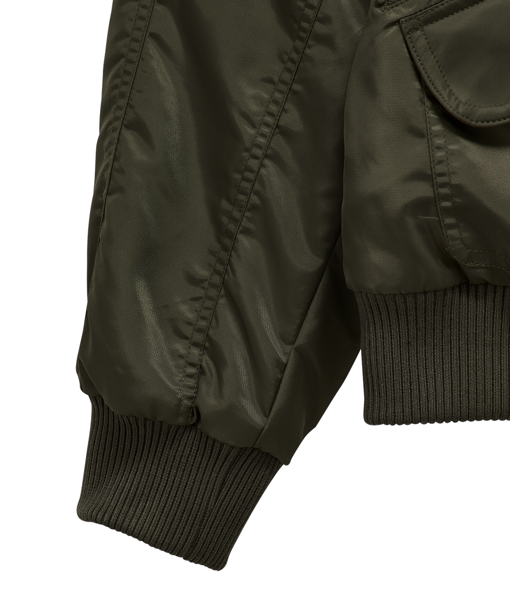 DANDEL cropped studded MA-1 jacket (カーキ) MUSINSA公式 | DANDEL DD cropped studded MA-1 jacket (KHAKI)